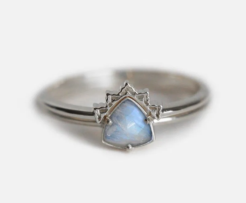 Moonstone Wedding Ring Set, Moonstone Engagement Ring vy 2