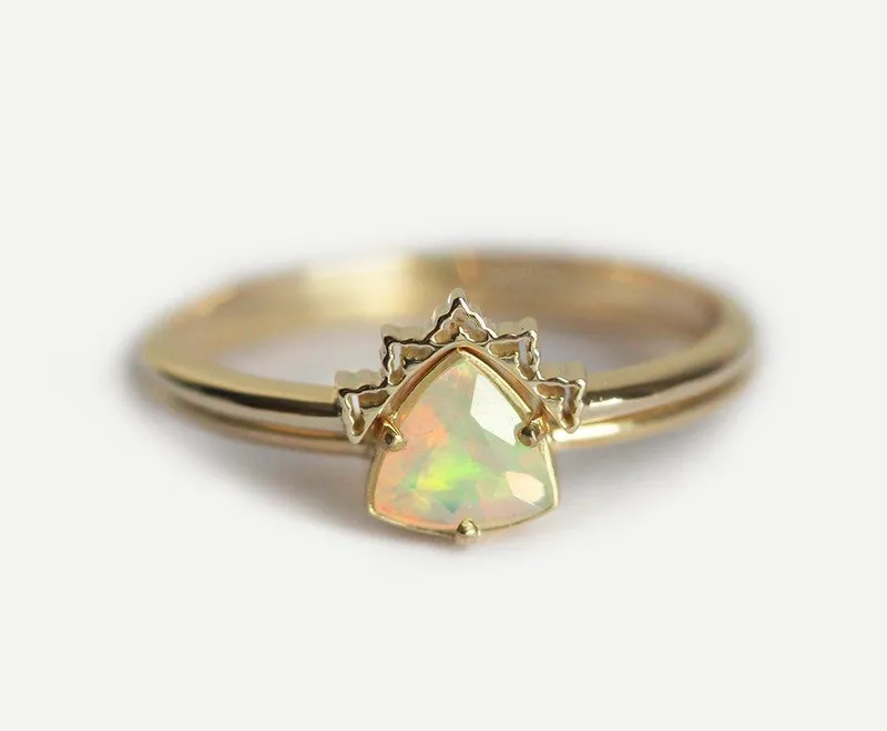 Moonstone Wedding Ring Set, Moonstone Engagement Ring vy 5