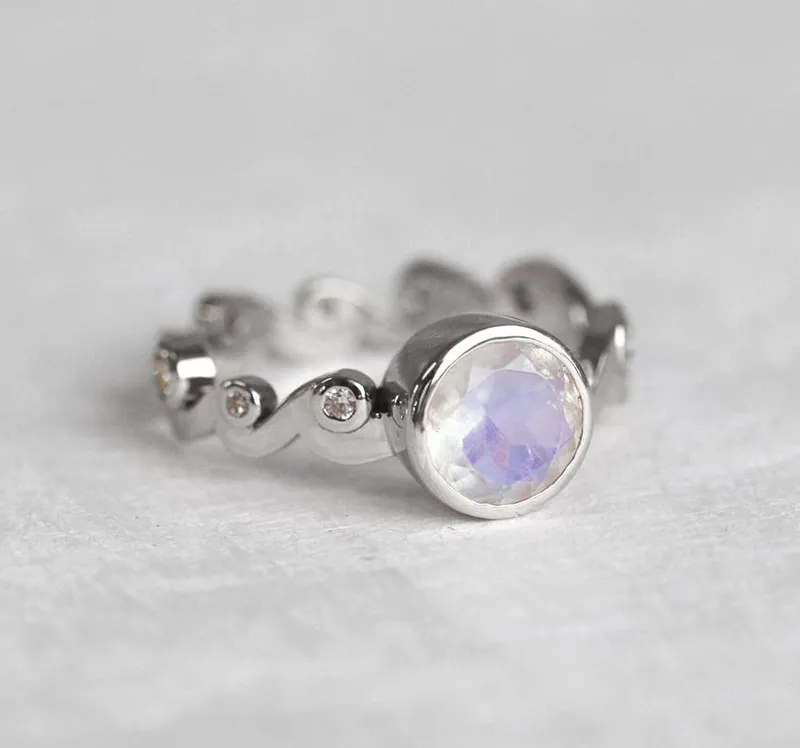 MOONSTONE RING, BLUE MOONSTONE RING vy 5