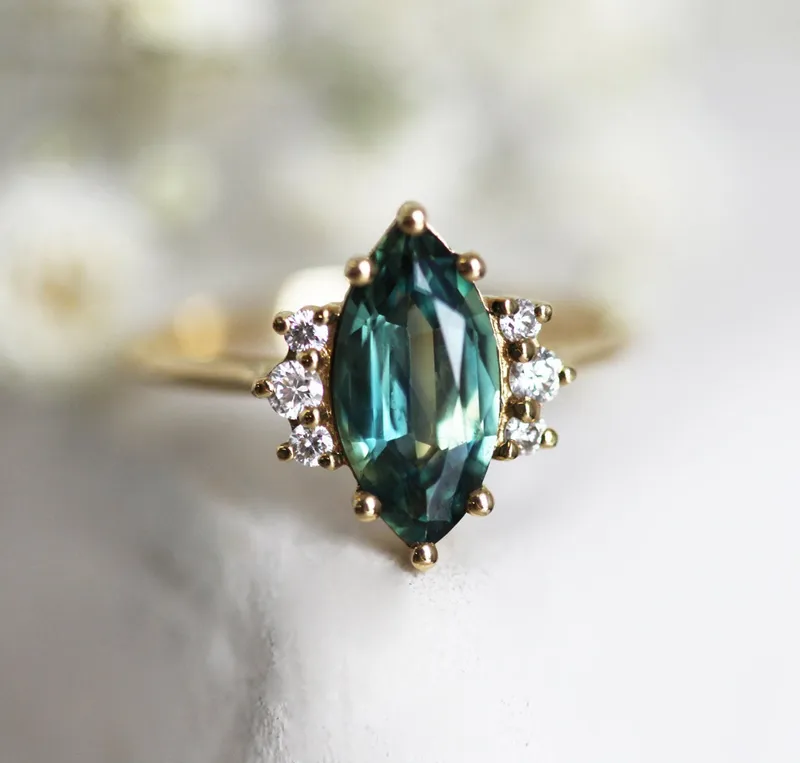 Morena Teal Sapphire Diamond Ring sapphire engagement ring