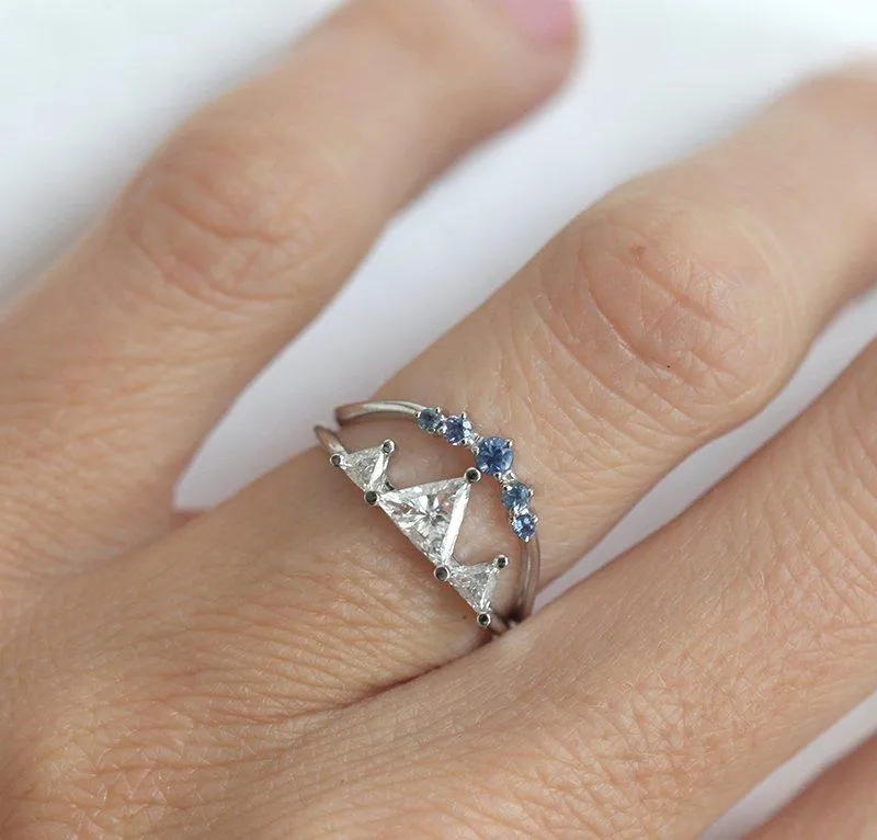 Mountain Engagement Ring Set, Mountain Ring vy 6