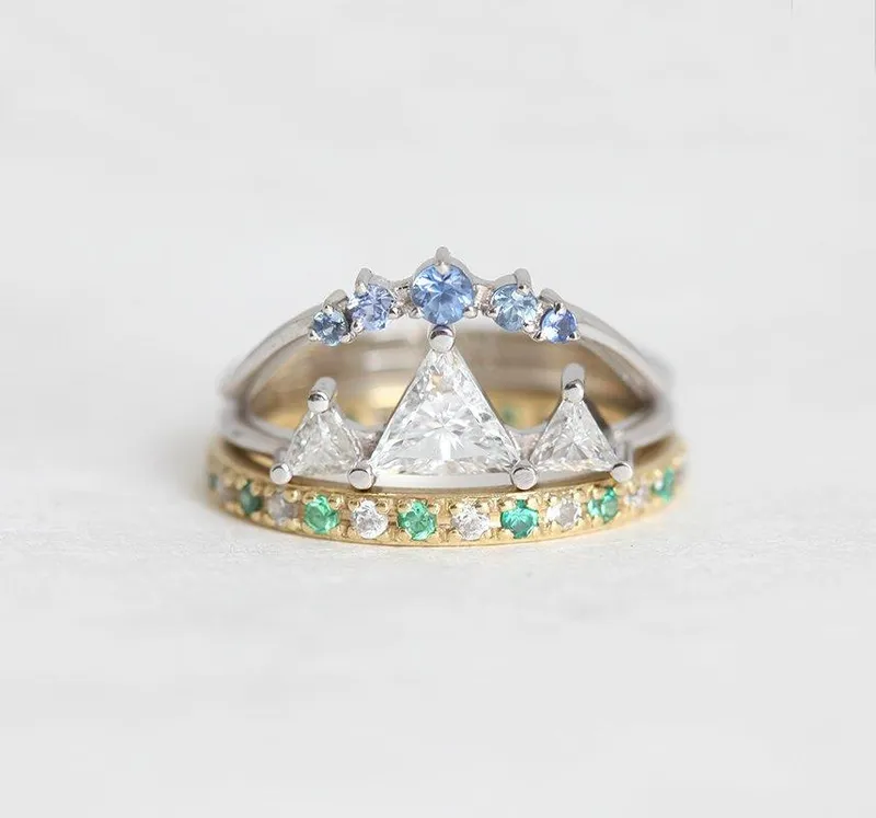 Mountain Engagement Ring Set, Mountain Ring vy 7