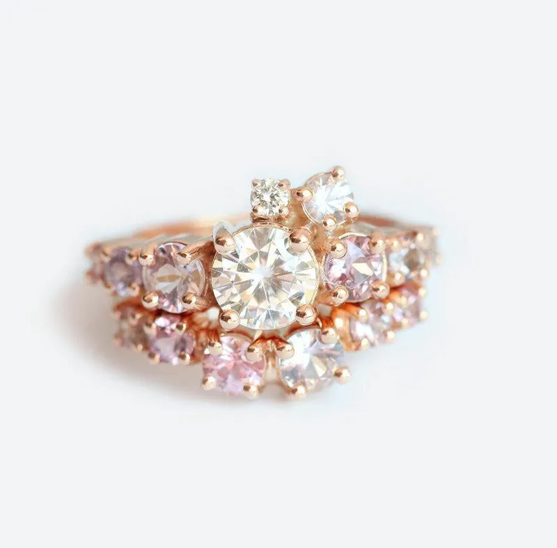 Nancy Round Diamond Cluster Ring vy 7