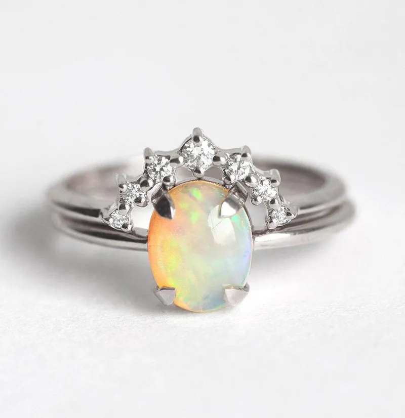 Natalie Australian Opal And Diamond Ring Set view 7