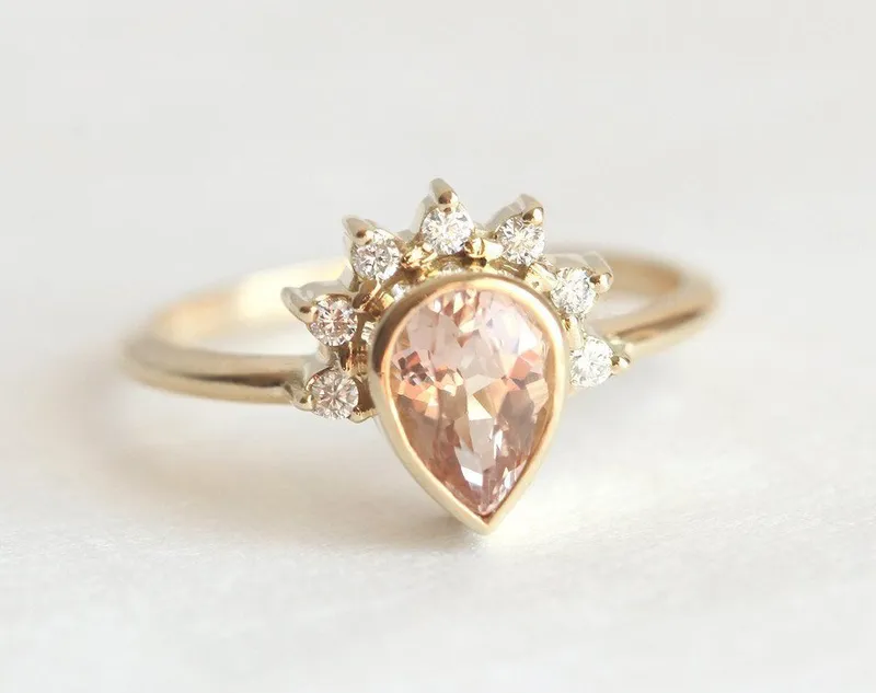 Natasha Pear Morganite Ring vy 2