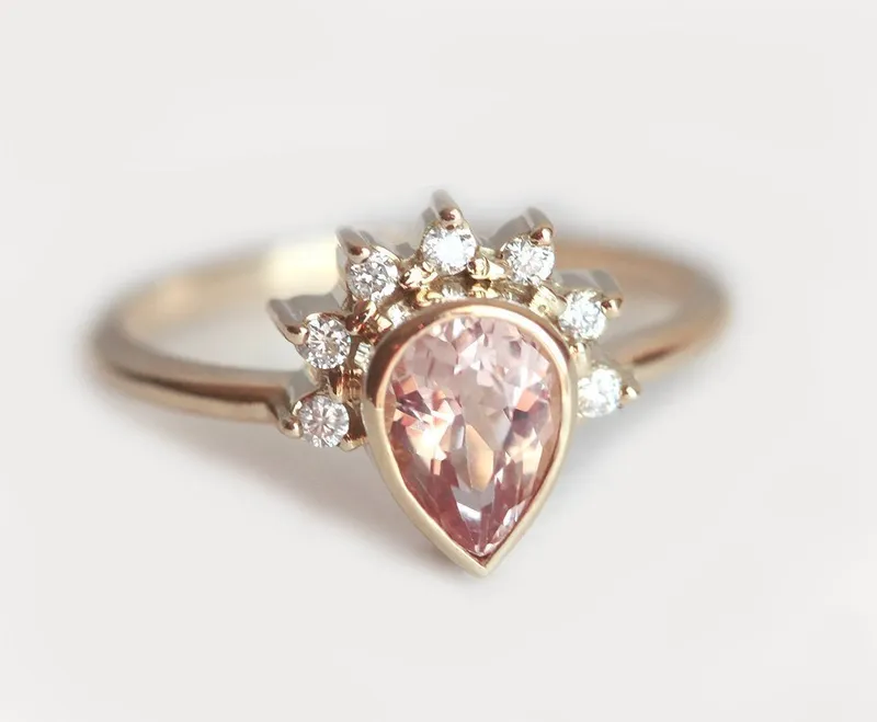 Natasha Pear Morganite Ring vy 4