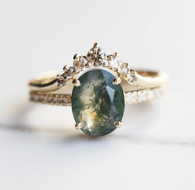 Nesting Champagne Diamond Wedding Band view 2