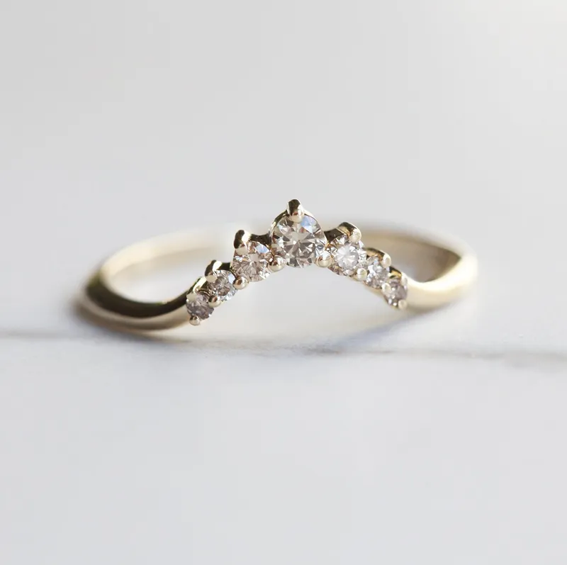 Nesting Champagne Diamond Wedding Band view 3
