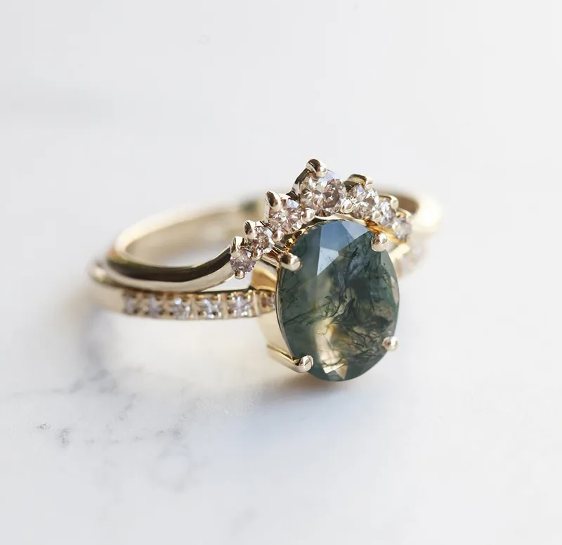 Nesting Champagne Diamond Wedding Band view 5