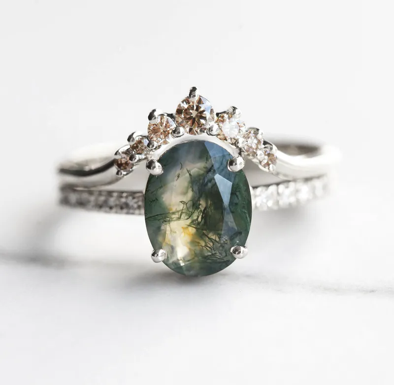 Nesting Champagne Diamond Wedding Band view 6