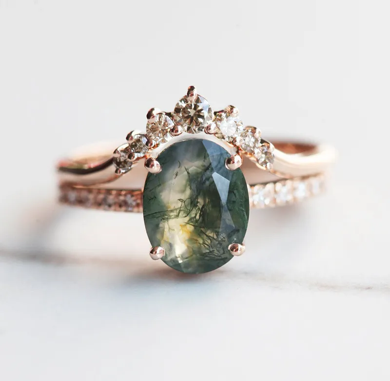 Nesting Champagne Diamond Wedding Band view 7