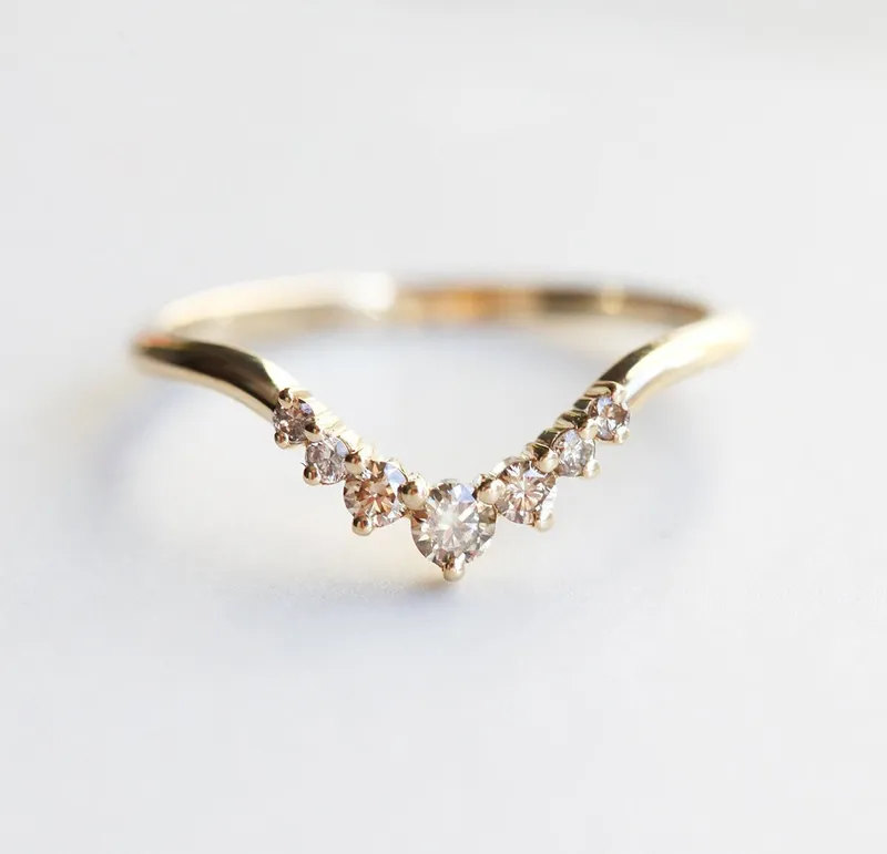 Nesting Champagne Diamond Wedding Band diamond round cut engagement ring