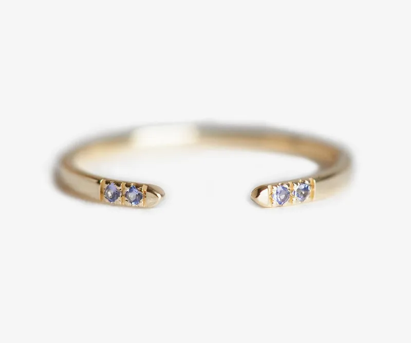 Noor Tanzanite Open Band round cut engagement ring