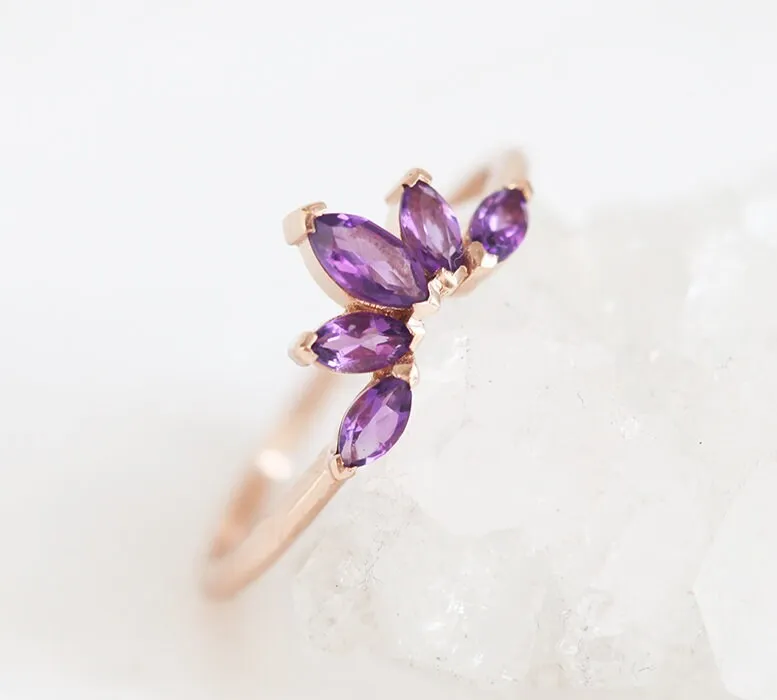 Nora Amethyst Marquise Crown Ring view 2