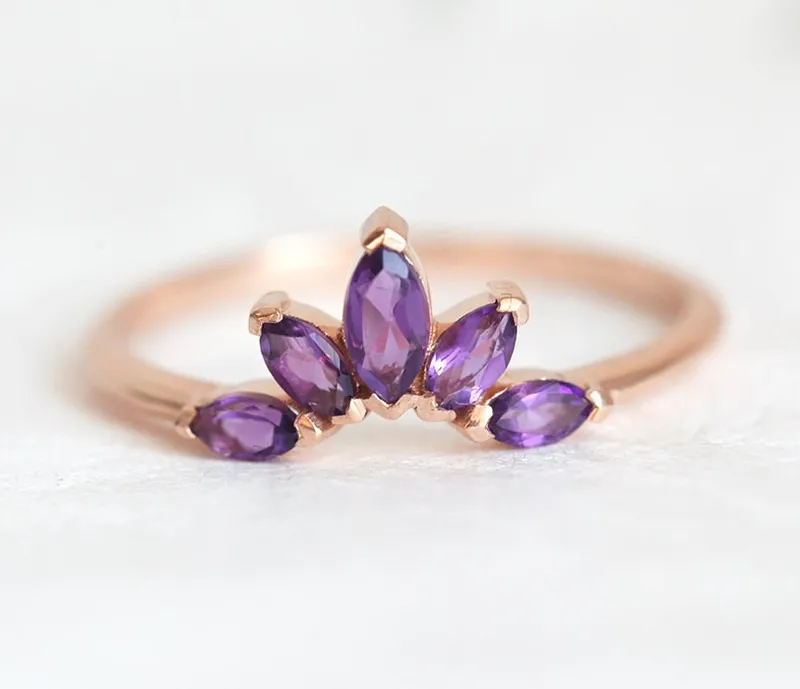 Nora Amethyst Marquise Crown Ring view 4