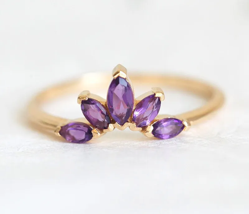 Nora Amethyst Marquise Crown Ring view 8