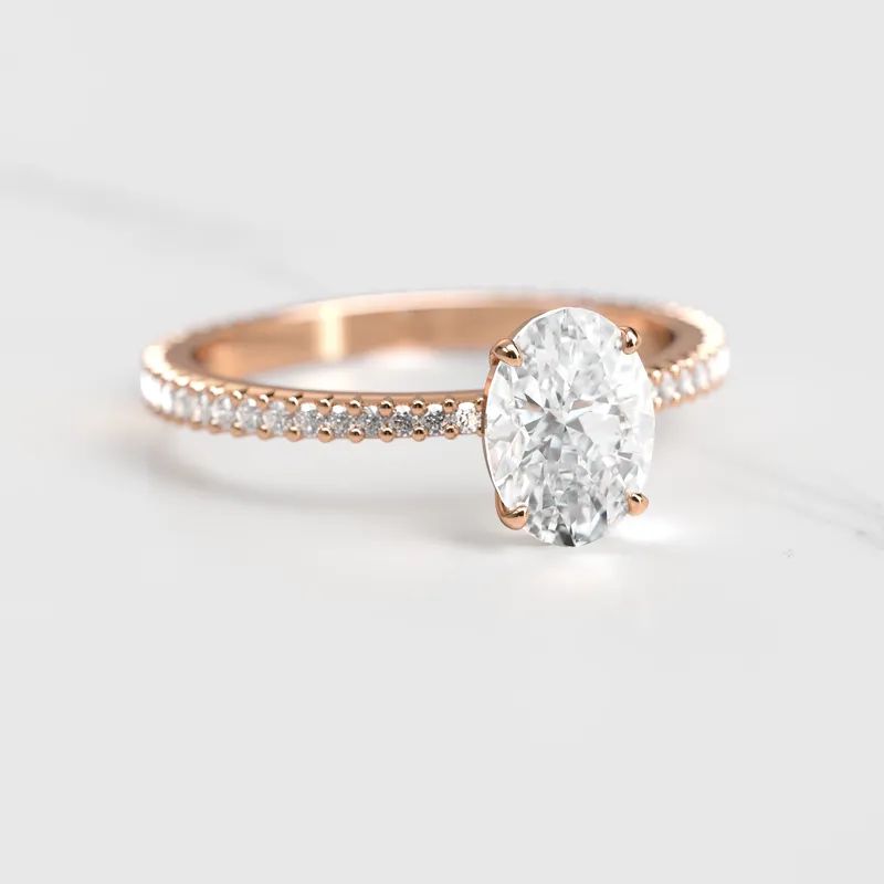 OVAL FULL PAVE TAPERED DIAMOND RING vy 2