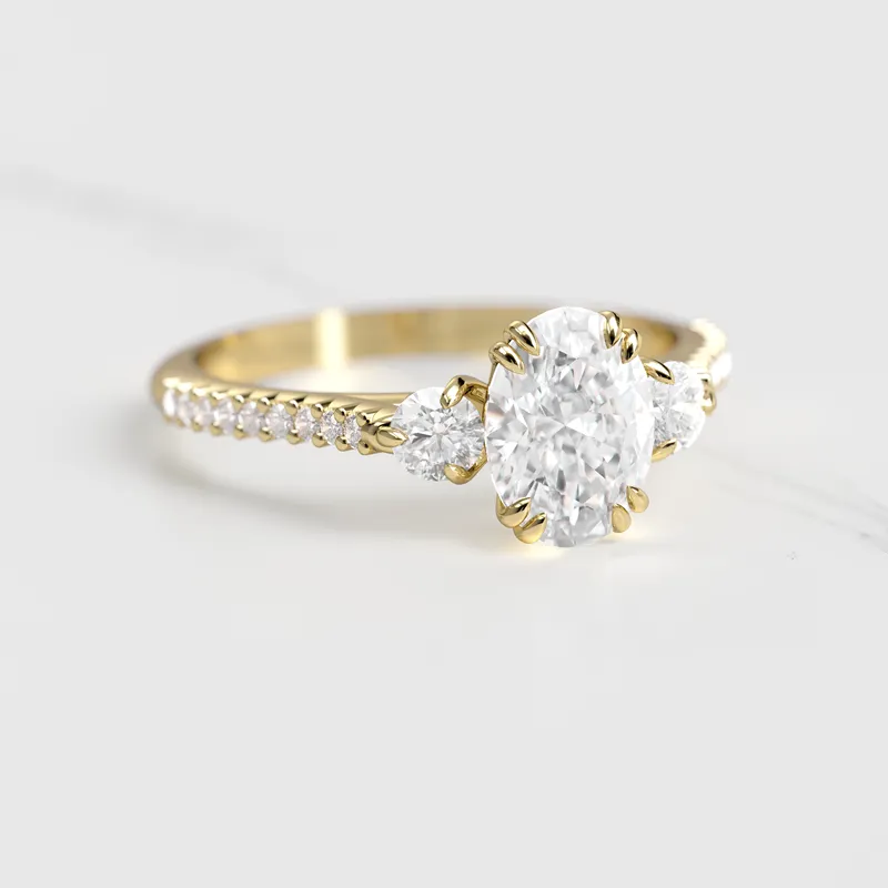 OVAL HALF PAVE DIAMOND RING WITH ACCENT STONES diamond oval cut engagement ring