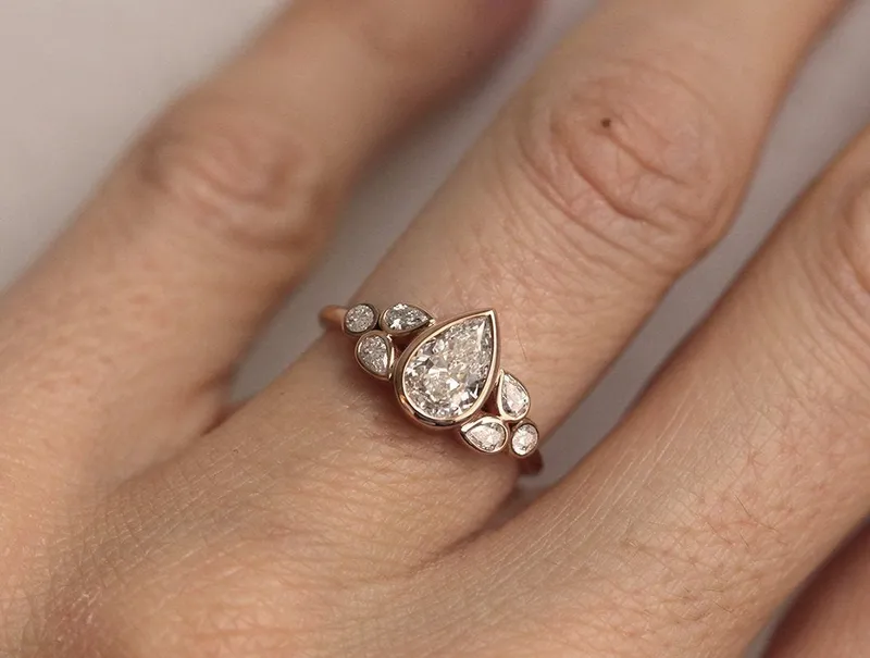 One Carat Engagement Diamond Ring, Pear Diamond Ring vy 3