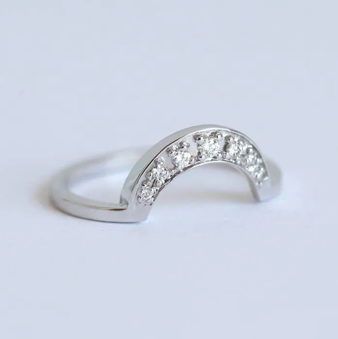 Opal Set: Opal Engagement Ring & Curved Diamond Band view 4
