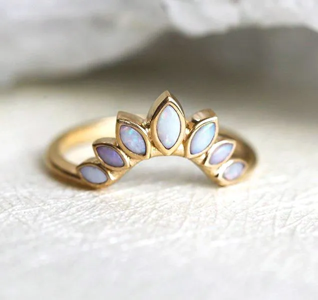 Opal Wedding Band, Nesting Marquise Opal Ring view 10