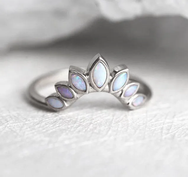 Opal Wedding Band, Nesting Marquise Opal Ring view 11
