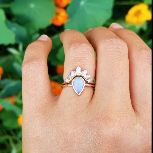 Opal Wedding Band, Nesting Marquise Opal Ring view 8