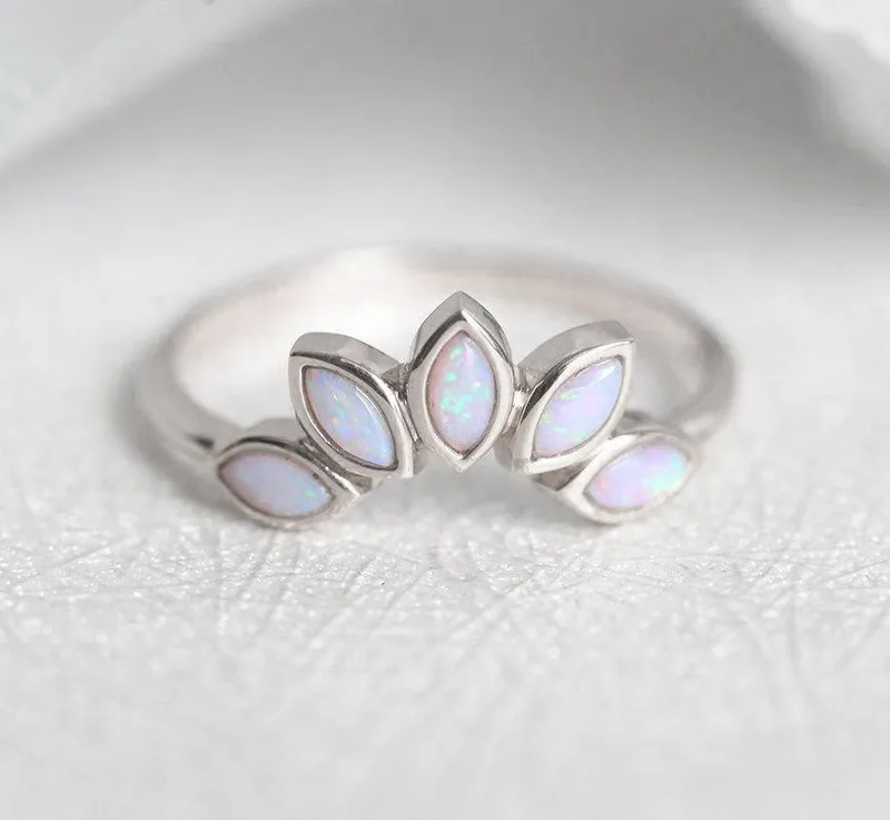 Opal Wedding Ring, Opal Wedding Band view 7