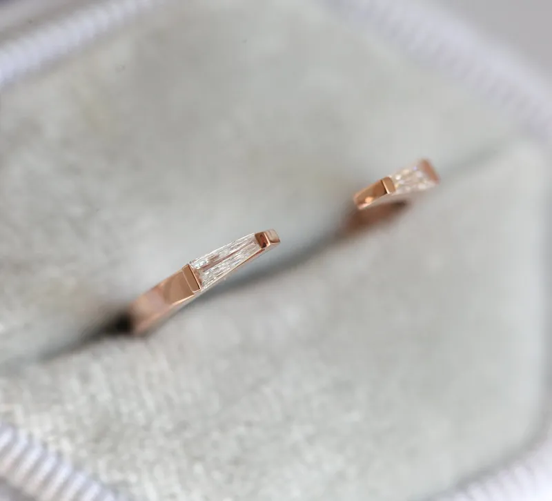 Open Gold Ring With Tapered Baguette Diamonds view 3