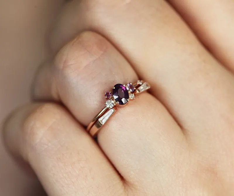 Open Gold Ring With Tapered Baguette Diamonds view 5