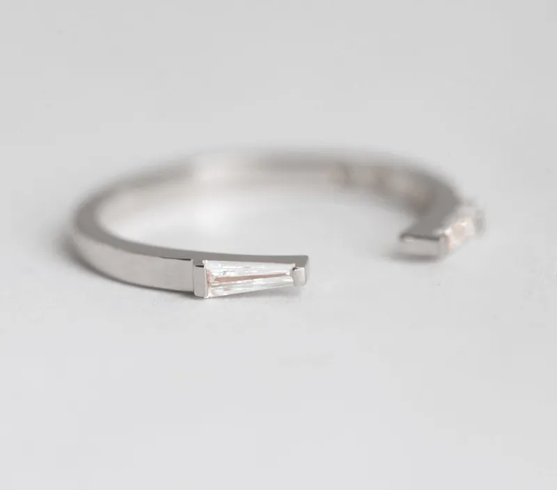 Open Gold Ring With Tapered Baguette Diamonds view 9