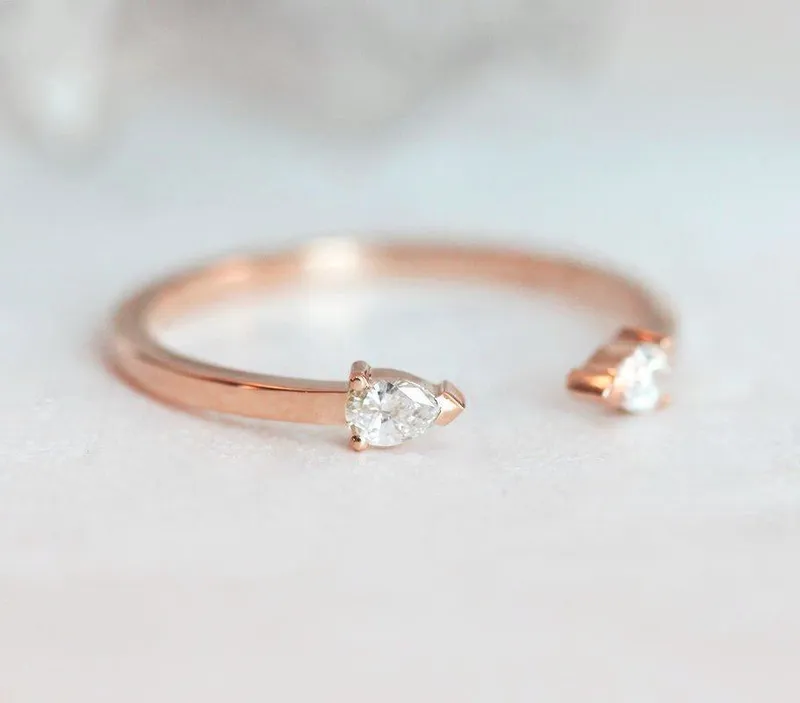 Open Pear-Cut Diamond Ring In Gold vy 9