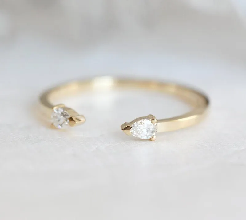 Open Pear-Cut Diamond Ring In Gold vy 3