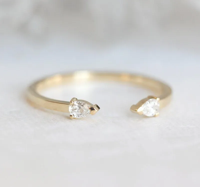 Open Pear-Cut Diamond Ring In Gold vy 5