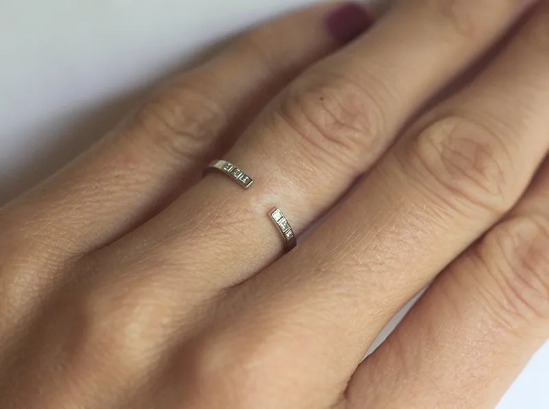 Open Princess Diamond Stacking Band Ring view 2