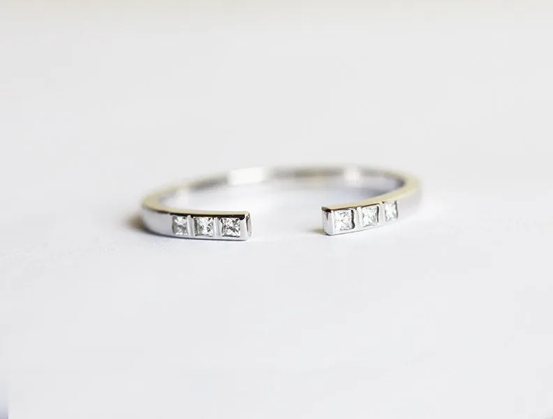 Open Princess Diamond Stacking Band Ring view 3