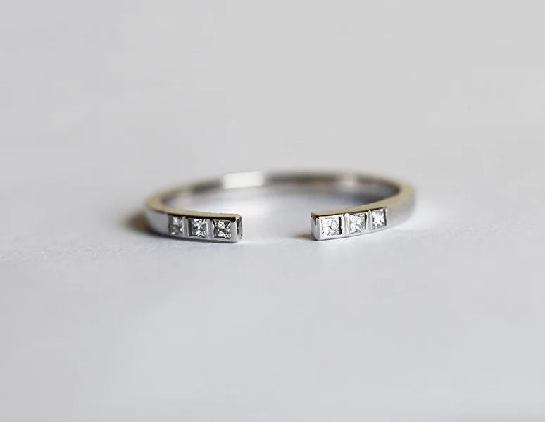 Open Princess Diamond Stacking Band Ring view 5
