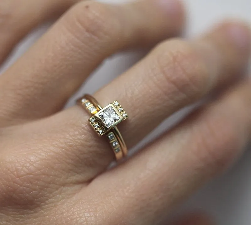 Open Princess Diamond Stacking Band Ring view 6