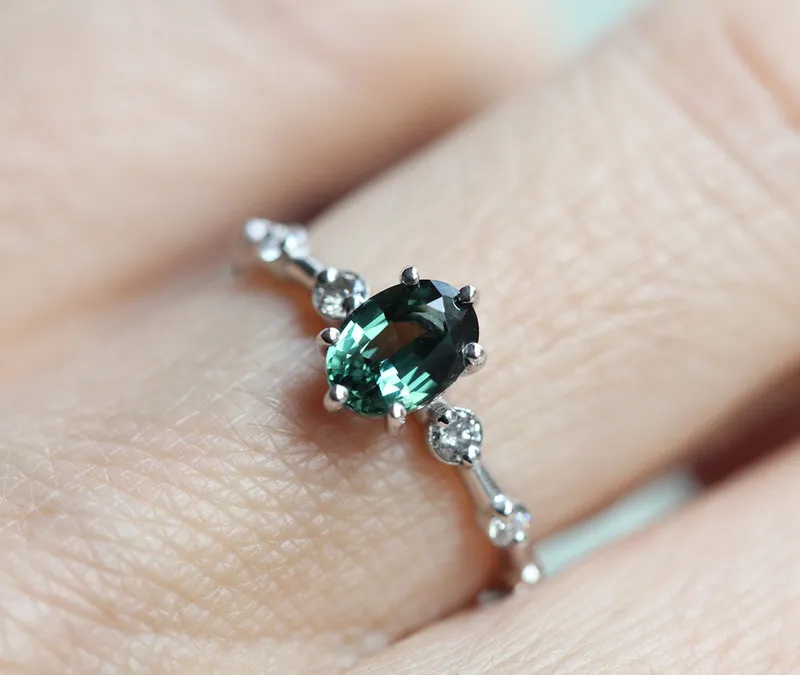 OPHELIA GREEN TEAL SAPPHIRE RING vy 2