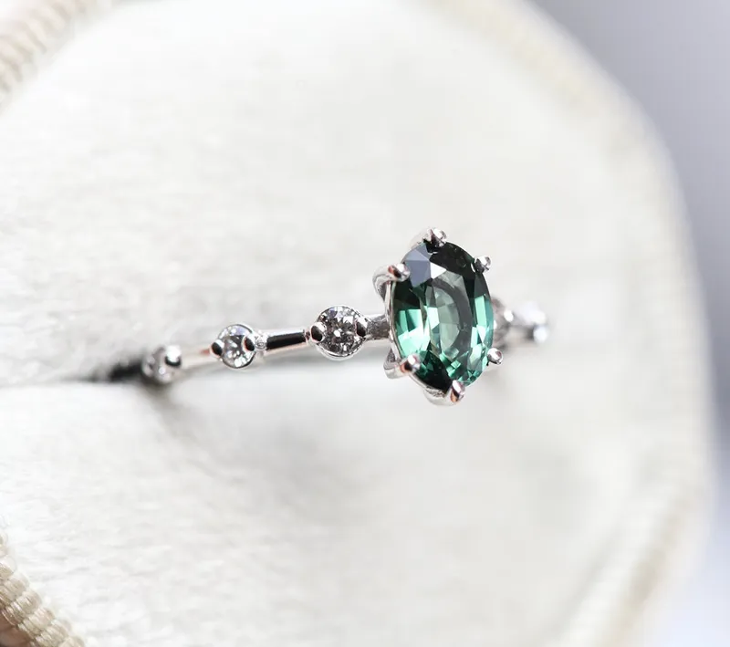 OPHELIA GREEN TEAL SAPPHIRE RING vy 4