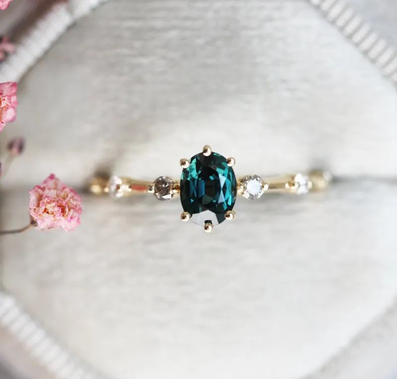 OPHELIA GREEN TEAL SAPPHIRE RING vy 9