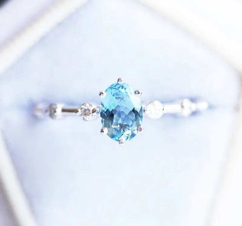 OPHELIA OVAL SANTA MARIA BLUE AQUAMARINE & DIAMOND ENGAGEMENT RING blue oval cut engagement ring