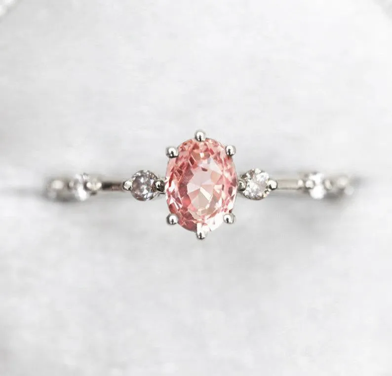 Ophelia Peach Sapphire Diamond Ring vy 11