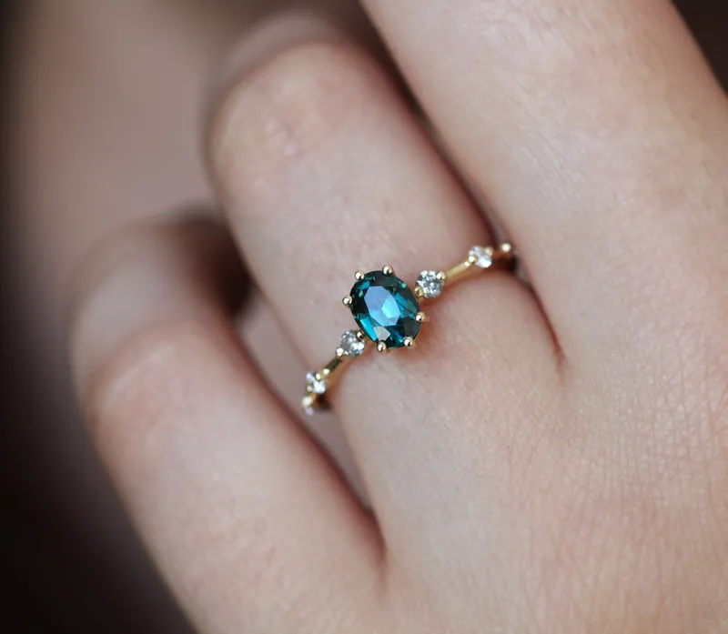 Ophelia Peach Sapphire Diamond Ring vy 8