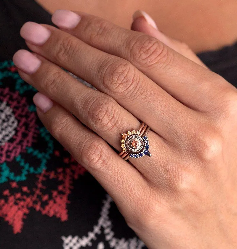 Orange Sapphire Ring, Yellow Sapphire Ring vy 4