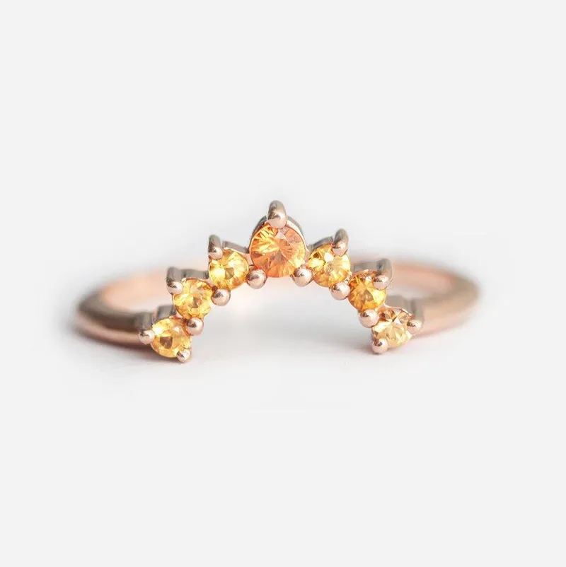 Orange Sapphire Ring, Yellow Sapphire Ring sapphire round cut engagement ring