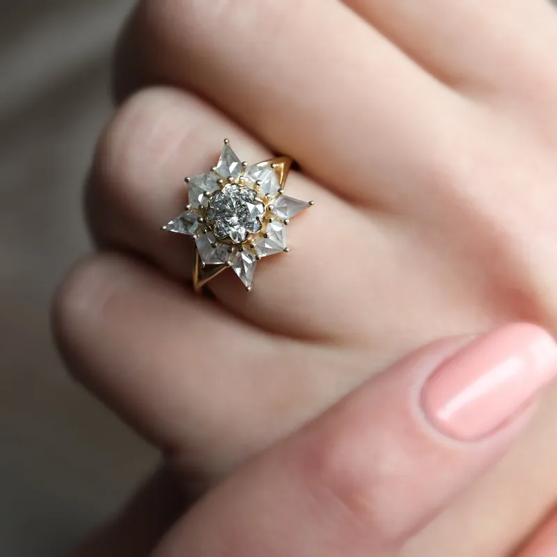 Ottilie Round Salt And Pepper Diamond Ring view 2