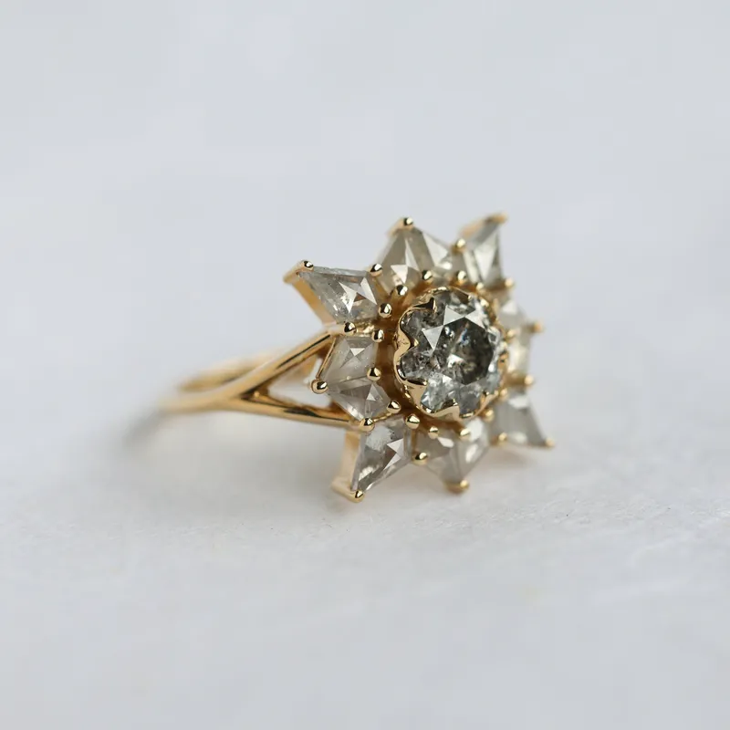 Ottilie Round Salt And Pepper Diamond Ring view 4