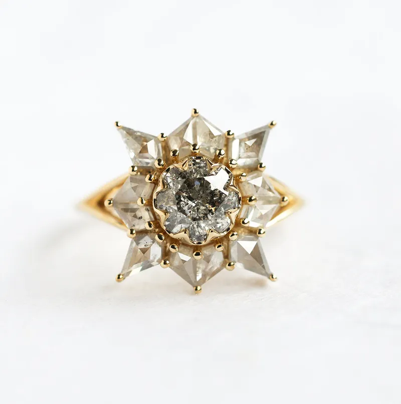 Ottilie Round Salt And Pepper Diamond Ring round cut engagement ring