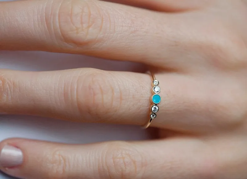 Otty Diamond Turquoise Ring view 2